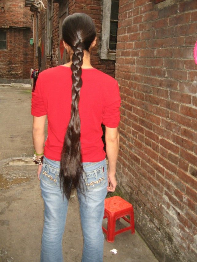 huqing cut 1 meter long hair