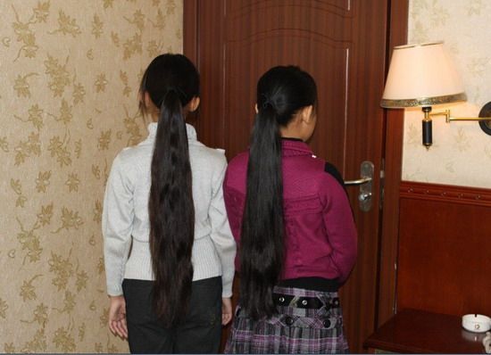 xiakefang cut 2 little girls' long hair