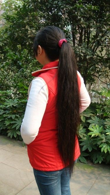 yangyang cut 1 meter long hair