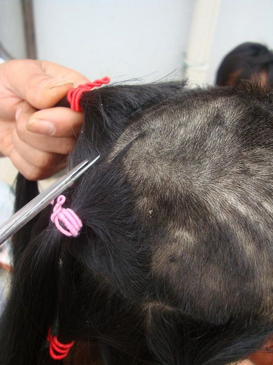 haohaizi cut 1.2 meter long hair to bald