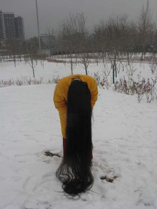 hezhitengfei cut 1.6 meter long hair