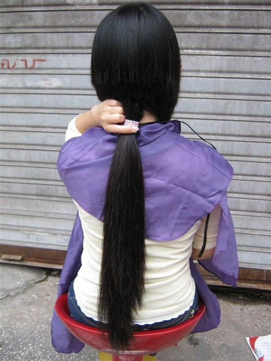 yidi cut 19 years girl's long hair