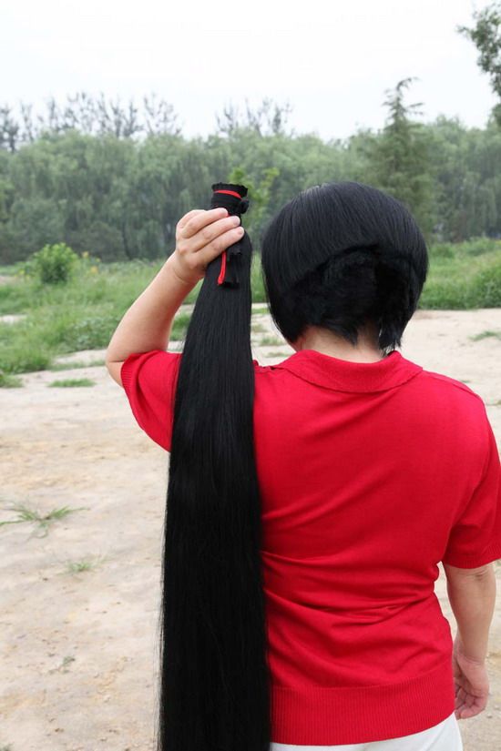 hezhitengfei cut 1.3 meter long hair