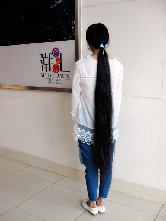 hezhitengfei cut 1.3 meter long hair