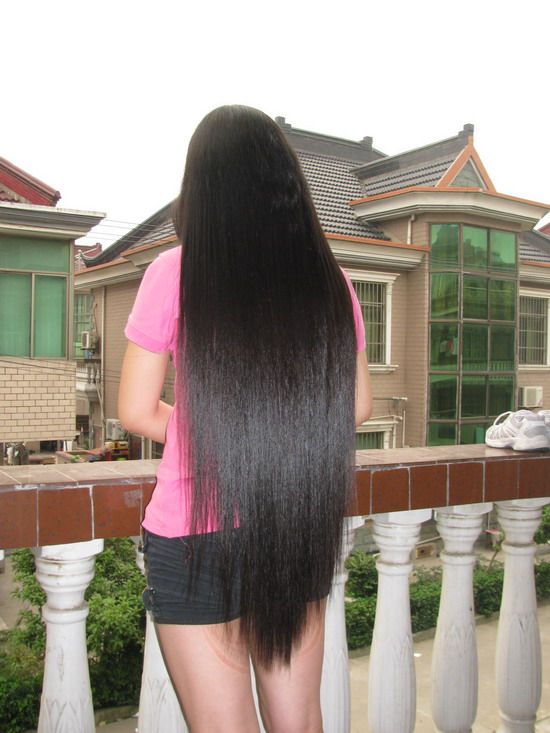 yisi cut 21 years young girl's 80cm long hair