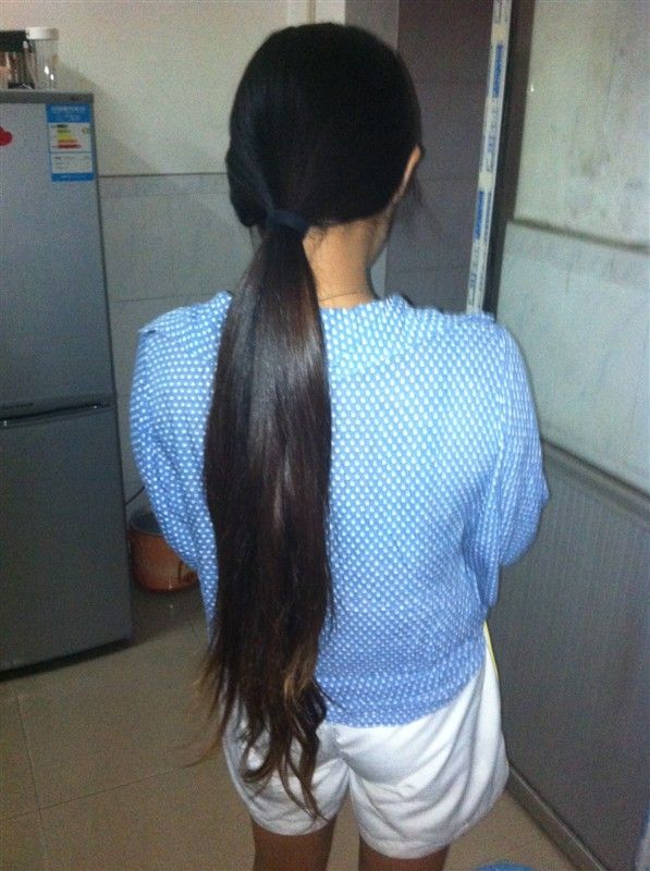 guangzhoulaolang cut Miss Hu's 50cm long hair