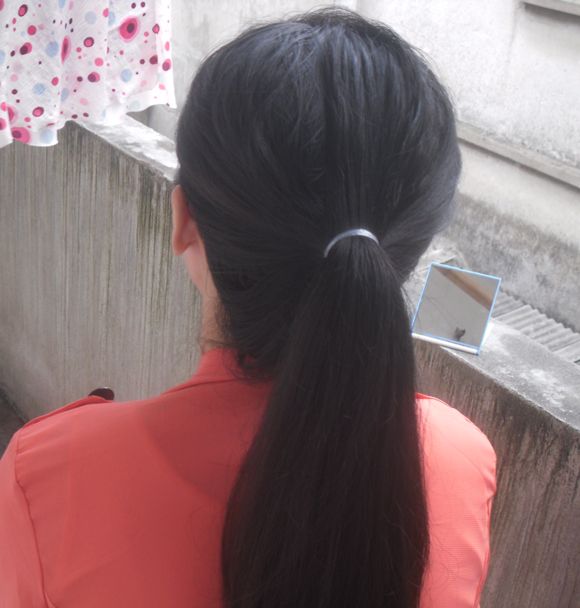 ww cut 2 young girl's long hair-NO.483