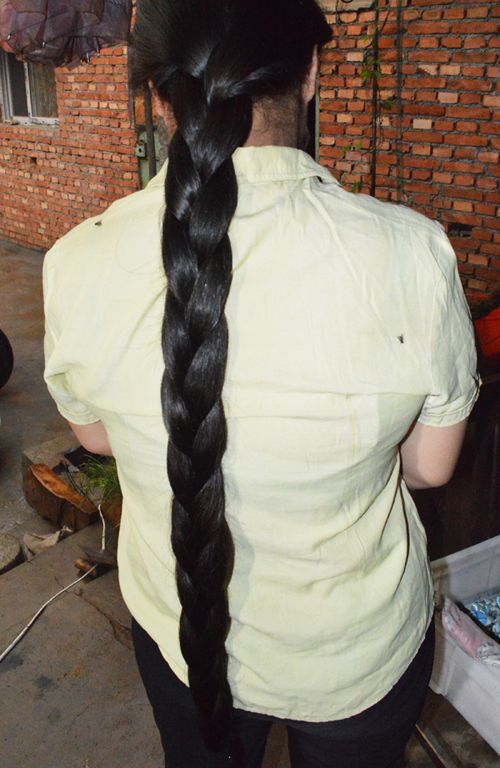 ww shave 1.2 meter thick long hair to bald