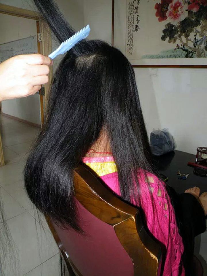 mns315 cut 1.55 meter long hair to short