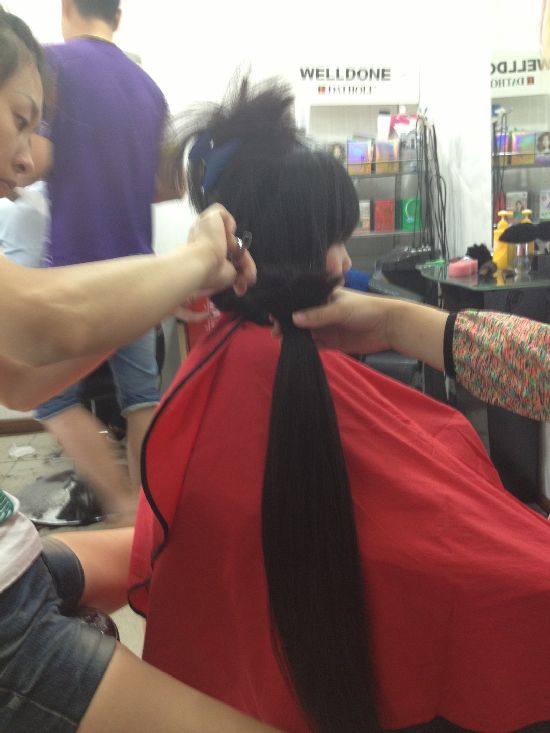 duanfei022 cut 60cm long hair of 14 years girl