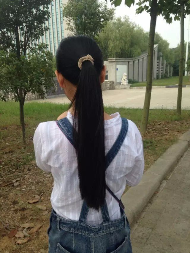 xiaoafei cut 43cm long hair of university student